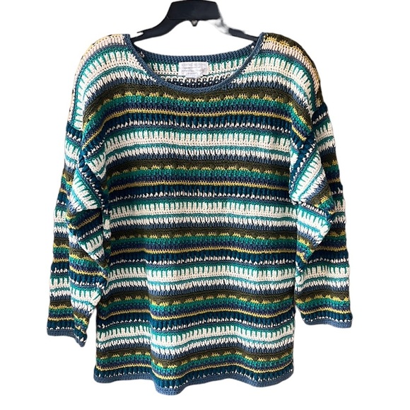 Jennifer Reed Vintage Knitted by Hand 3D Knit Sweater. Earthy Boho Striped M - Picture 1 of 7